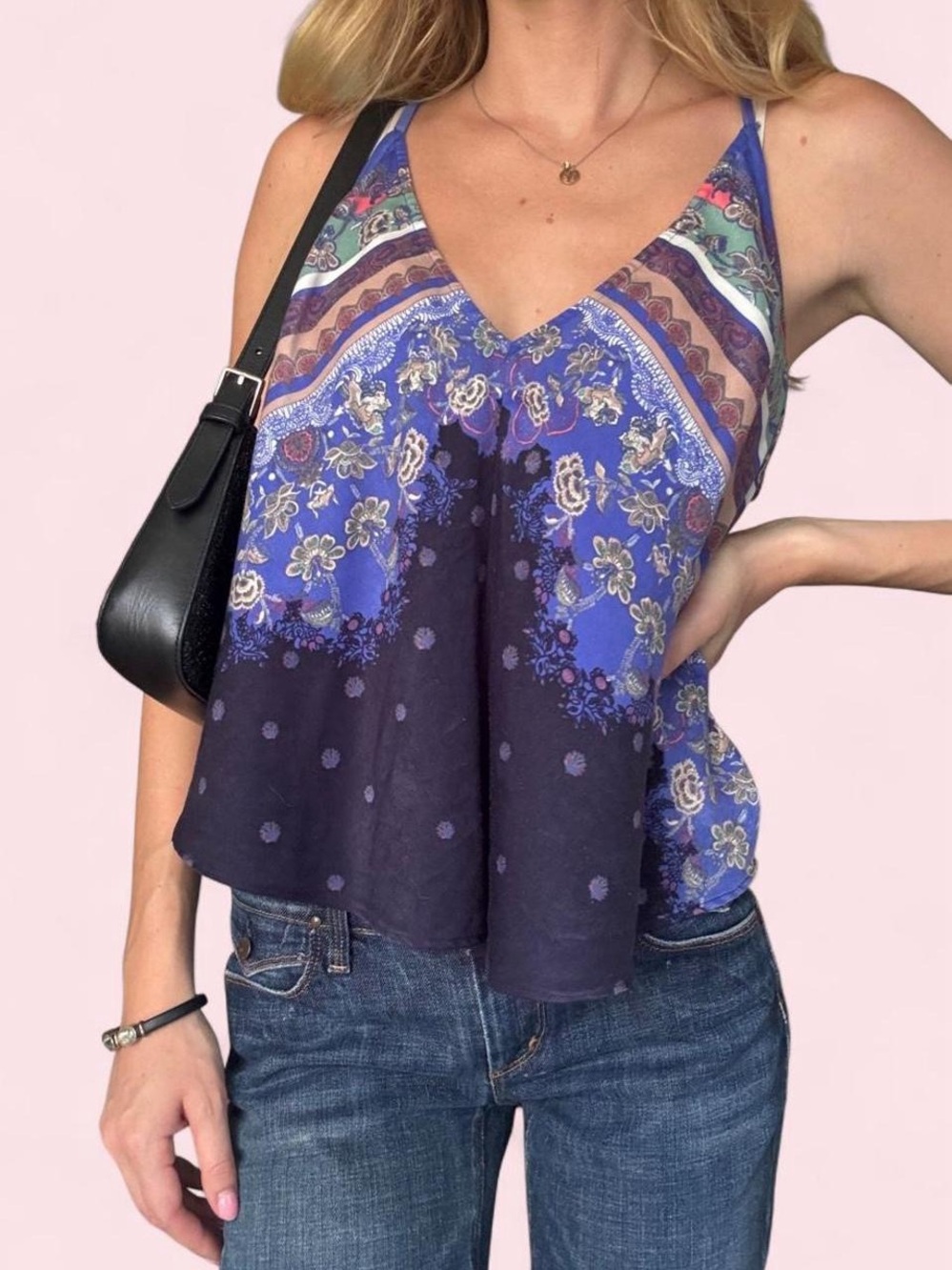 Free People Boho Tank Top in Blue